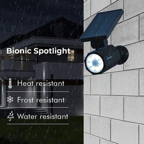 Bionic Spotlight Deluxe LED Lampes Solaires Spot à Énergie Solaire avec Détecteur de Mouvement de 25 Pieds Extérieur Étanche Résistant au Gel Éclairage Extérieur de Cour (Noir) Taille Unique