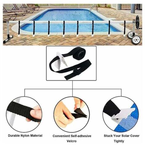 Lot De 8 Sangles De Serrage Pour Bâche Piscine - Longueur 164 Cm, Réglables, Avec Crochets Et Clips, Nylon Résistant