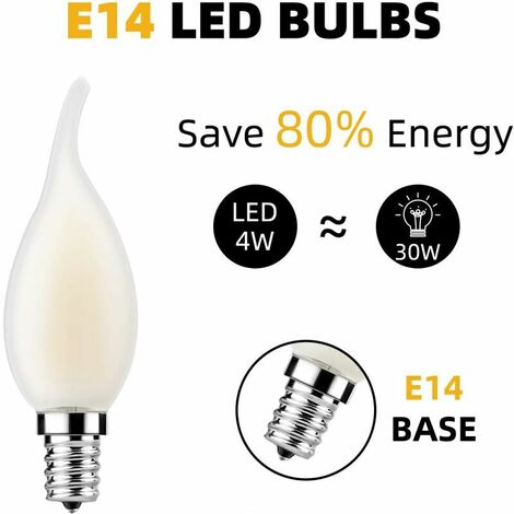 Ampoule LED E14 à Filament, Lot de 10 Ampoules Flamme, 4 Watts Consommés Equivalence Incandescence 40W, 2700K Blanc Chaud et 400LM, Angle de Faisceau 360° [Classe énergétique A+]