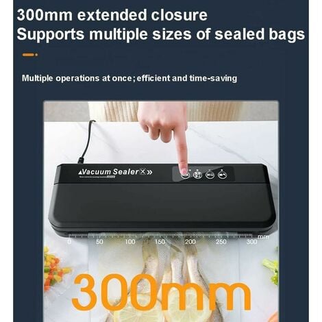 Machine sous Vide Electrique Alimentaire 360W Aliments Secs et Humides Appareil de Mise sous Vide -60 kpa avec Fonction d'impulsion Inclus 10 pcs Sacs sous Vide pour Viandes Légumes Fruits etc