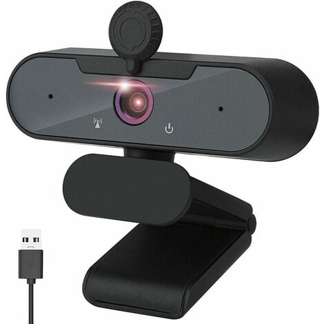 Webcam 1080P avec Microphone, Webcam pour PC avec Cache Camera