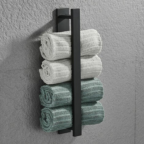 Porte-serviettes simple autocollant 40cm salle de bain et cuisine en acier  inoxydable sans perage cintre noir sans serviette