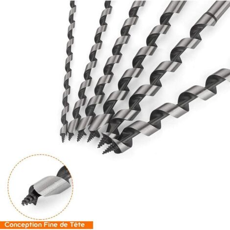 Set 6 Mèches à Bois Hélicoïdales - Longueur 230 Mm - Diamètres 6 à 16 Mm - Queue Hexagonale