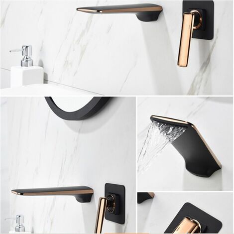 Robinet Lavabo Cascade Robinet De Lavabo Mural Tout En Cuivre Dissimulé Robinet De Lavabo Encastré Encastré Caché Mitigeur Mural Lavabo