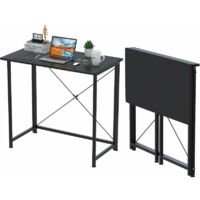 Table Bureau Pliante 80x45x75cm - Métal Blanc - Bureau Ordinateur Compact Pour Petit Espace