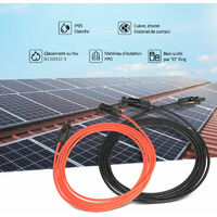 Câble Solaire 6mm² ANFIL - 6m Rouge + 6m Noir - Connecteurs MC4 - Résistant UV Pour Panneaux Solaires