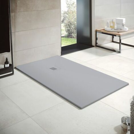 Duschwanne aus Kunstharz – Breite 70 – Zementgrau Ral-7040 – 70 x 90 cm (1/5)