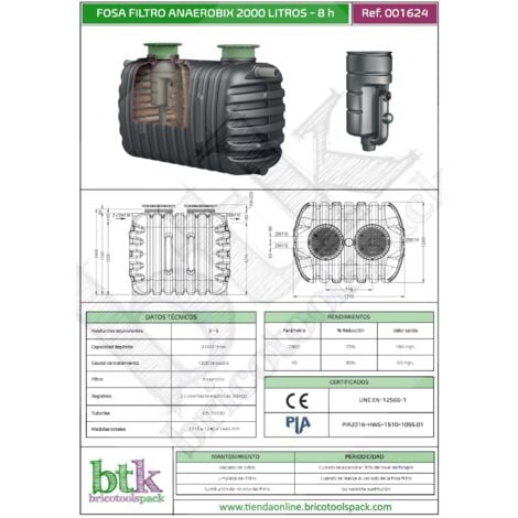 Fosa Séptica Con Filtro 2000 L 8 Habitantes