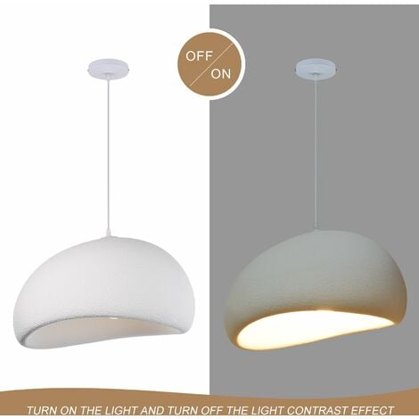 Luminaires suspendus Polystyrène Wabi Sabi Luminaire suspendu Blanc pour Salle à manger Hall Suspension,30x20cm