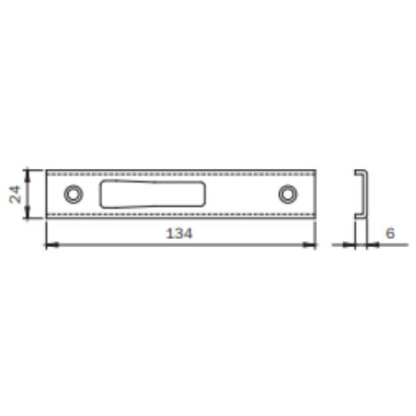 Gâche haut et bas en U pour serrure MULTIBLINDO pêne basculant 24 x 6 mm - ISEO (1/2)