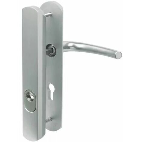 Vachette – Ensemble de poignées de porte d'entrée à cylindre – Entraxe 70mm – Épaisseur 40mm (38-48mm) – Fixation invisible – Protecteur de cylindre inox
