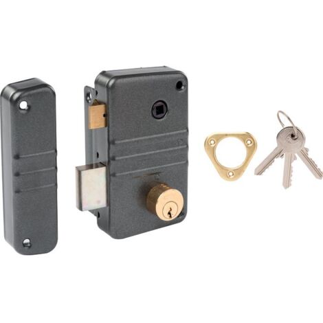 Serrure en applique gris anthracite gauche à fouillot - Clé I - Axe à 45 mm - City 5G - Iséo (1/7)