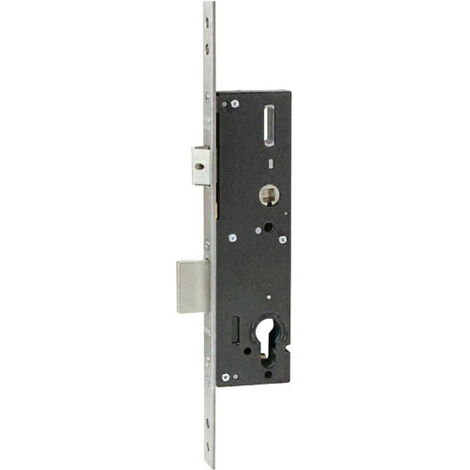Iseo City – Serrure monopoint encastrée noire 92mm – Têtière inox plate 24mm – Pour portes intérieures et extérieures – Sécurité optimale (1/5)
