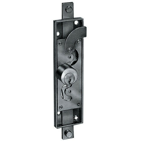 Serrure de persienne 6113 – 3 points de fermeture – 2 clés fournies – Cylindre rond 14.5 mm – Finition zinguée 155x41 mm – Prefer