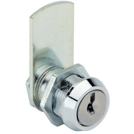 Serrure batteuse EDF/GDF 0 à 20 mm – Matière zamak – Finition chromée – Rotation 180° avec 2 clés et écrous de fixation – Ronis