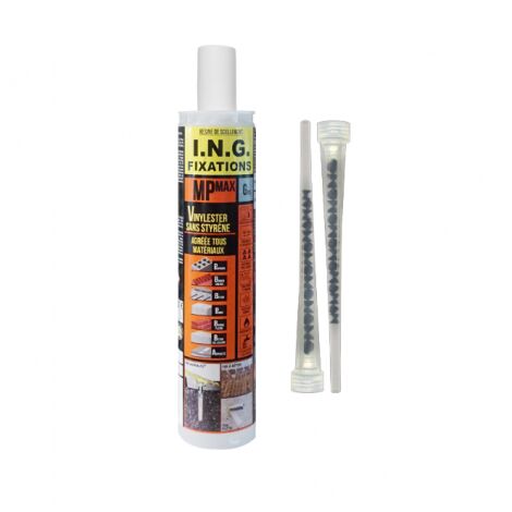 Ing Fixations – Résine scellement chimique vinylester 300ml – Pour béton C20/25 à C50/60 – Pose en trous secs et humides – Tiges filetées M8 à M30