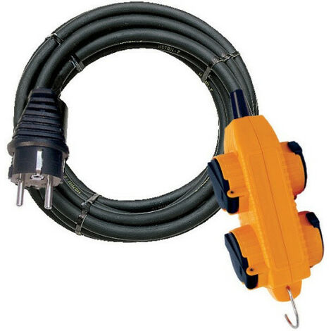 Brennenstuhl – Rallonge 5M 4 prises clapet IP44 H07RN-F 3G2,5 – Puissance 3500W – Cordon prolongateur pour chantiers humides (1/9)