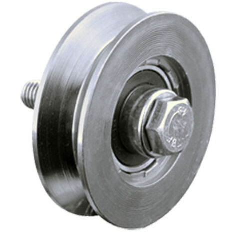 EAC – Roue de portail coulissant Ø80mm – 1 roulement à billes – Gorge V en acier galvanisé – Durabilité optimale pour portes coulissantes