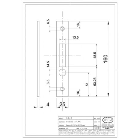 Gâche pour serrure 447 - IBFM Argent 25                                                                               160  25