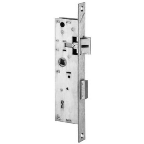 Metalux – Serrure monopoint encastrée – Têtière inox – Pêne dorman réversible – Entraxe 70mm – Livrée avec 2 clés et gâche – Pour portes en métal