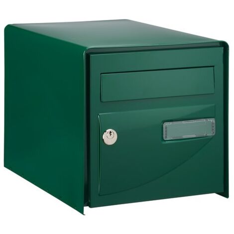 Decayeux – Boîte aux lettres Probat simple face vert RAL 6005 – Tôle d'acier électrozinguée – Dimensions 300x302x410mm – Goulotte antivol