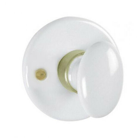 Rosace pour porte en porcelaine blanche – Diamètre 50 mm – Poignée à bouton et bec-de-cane – Fixation vis tfb fendue 3,20 – Kaoline