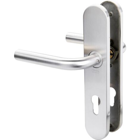Vachette – Poignée de porte sur plaque inox brossé – Résistance à la corrosion Grade 4 – Fixations invisibles – 3159150739166