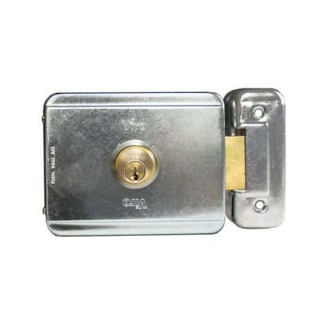 Serrure électrique V9083 12VCA – Réversible pour vantaux battants – Pêne pivotant avec double cylindre 50mm – Dimensions 127,5 x 103,5mm – Viro