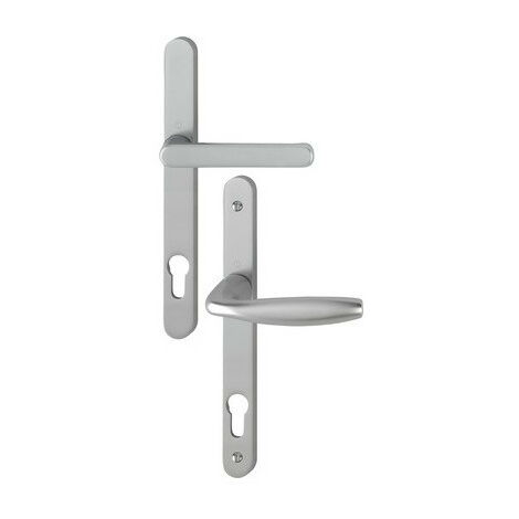 Hoppe – Poignée de porte coulissante sur plaque étroite – Aluminium anodisé argent – Entraxe 70 mm – Pour bâtiments publics à forte fréquentation
