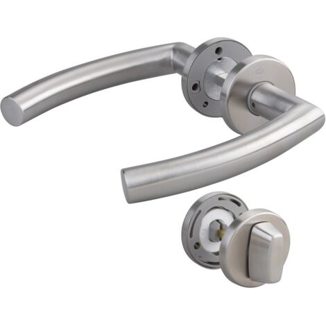 Hoppe – Rosace en inox pour porte sanitaire – Béquille double – Finition mate argent – Entraxe 38mm – Résistance à la corrosion grade 4 – 2795222