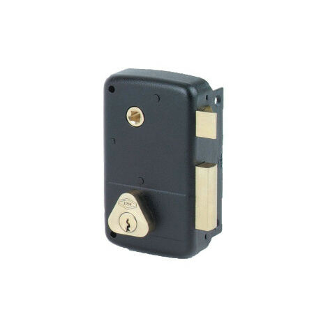 Serrure monopoint en applique verticale à fouillot – Coffre et gâche en acier noir – Pêne en laiton – Livrée avec 3 clés – Axe 45mm – Cisa