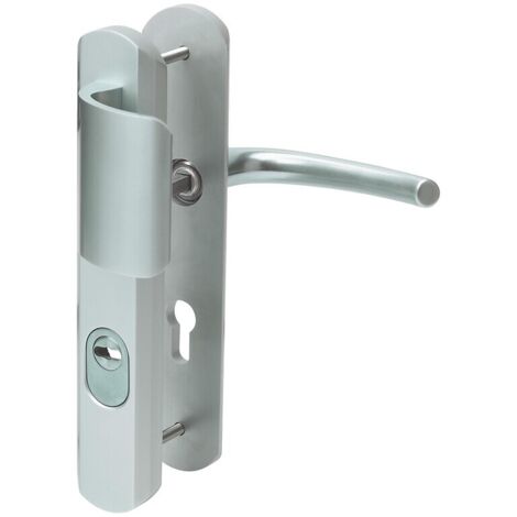 Vachette – Ensemble de sécurité SecuMax – Poignée de porte d'entrée à cylindre – Entraxe 195 mm – Inox avec pastille anti-perçage