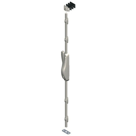 La Croisee Ds – Crémone pompier à levier Déesse gris aspect inox – Compatible portes 1 ou 2 vantaux en bois, alu, PVS, acier – Course tringle 20mm