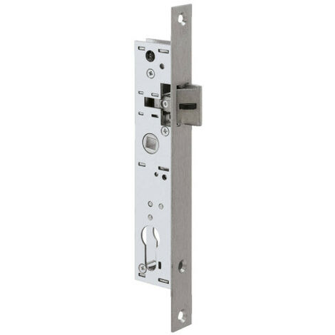 Metalux – Serrure monopoint à larder profil étroit bec de cane Série 9 largeur 36mm – Demi-tour réversible – Têtière inox 240mm – Entraxe 70mm