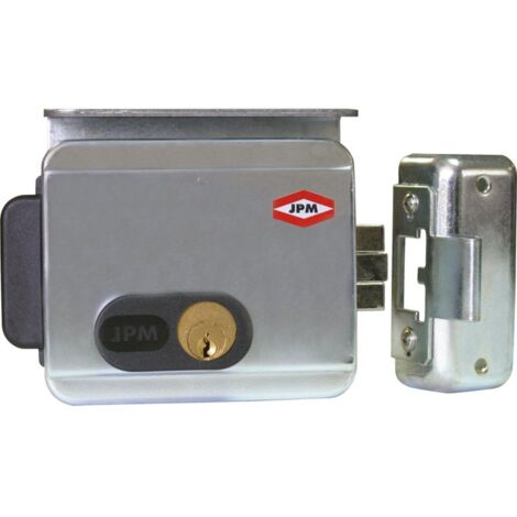 JPM – Serrure électrique en applique 2 entrées – Tension 12V – Manoeuvrage à clé – Protection anti-effraction – Entraxe 70mm