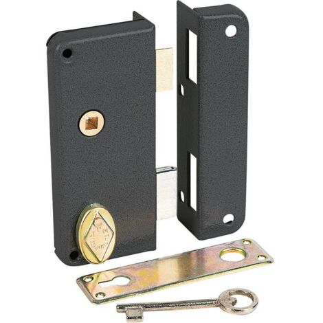 JPM – Serrure pêne demi-tour à chiffres extra-plate – 61 mm – 1 point de fermeture – 2 clés – Pour portes d'entrée en acier noir