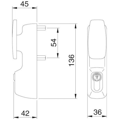 Module extérieur antipanique avec bouton fixe et demi-cylindre – Conforme aux normes de sécurité – Finition argent – Pour portes d'évacuation rapide – IsÉ (1/10)