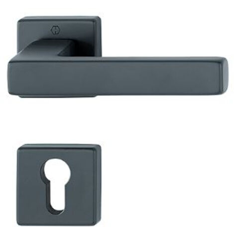 Hoppe – Poignée de porte sur rosace carrée – finition noir mat – aluminium pour porte intérieure 37-47 mm – 128 mm – norme DIN EN 1906