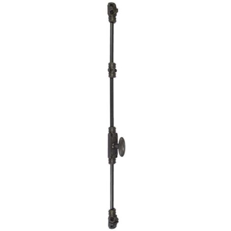 Fausse crémone à bouton rustique décorative N°5 – En fonte grise pour fenêtres bois, PVC, aluminium – Livrée avec gâches et vis – Fonderie Rollinger