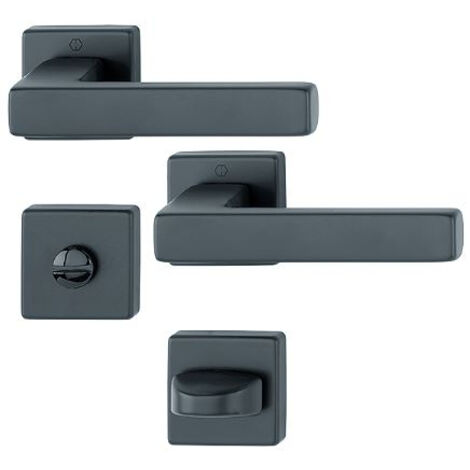 Hoppe – Poignée de porte sur rosace carrée – finition noir mat – aluminium robuste – pour portes de 37 à 47 mm d'épaisseur – montage rapide sans vis
