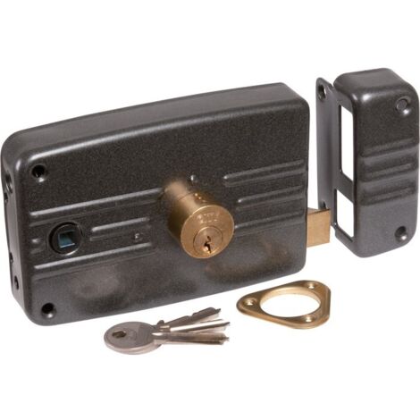 Serrure multipoint en applique anthracite – Côté droit – Axe 60 mm – 5 points de verrouillage – 3 clés en laiton nickelé – ISO