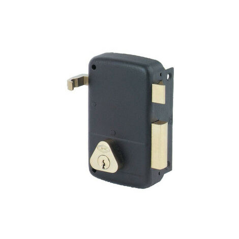 Serrure monopoint en applique verticale – Acier noir – Cylindre triangulaire – Livrée avec 3 clés – Pour pose horizontale ou verticale – Cisa