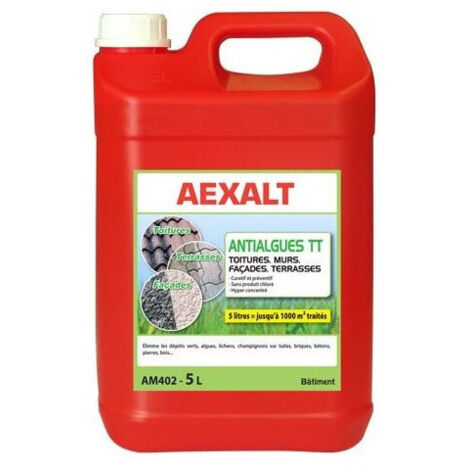 Outifrance – Antimousse toiture et terrasse 5L – Élimine algues, mousses et lichens – Pour ardoise, béton, bois traité, carrelage