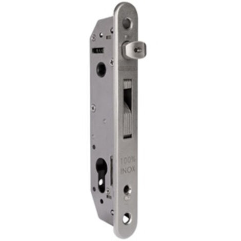 Locinox – Serrure à encastrer pour portail – Acier inoxydable – Pêne demi-tour réversible réglable – Entraxe 92mm – Compatible profils carrés 40-60mm