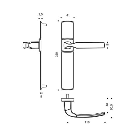 Vachette – Ensemble de poignées de porte ARTIS EA195 – Zamak finition chrome velours – Entraxe 195mm – Plaque 220x41mm pour épaisseur 40mm