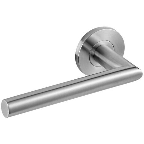 Ensemble béquille double sur rosace Ovalis forme L inox brossé - VACHETTE - 080877