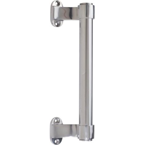 Vachette – Poignée de tirage coudée aluminium 220 mm – Diamètre 25 mm – Entraxe 66 mm – Finition polie argentée – Type 502