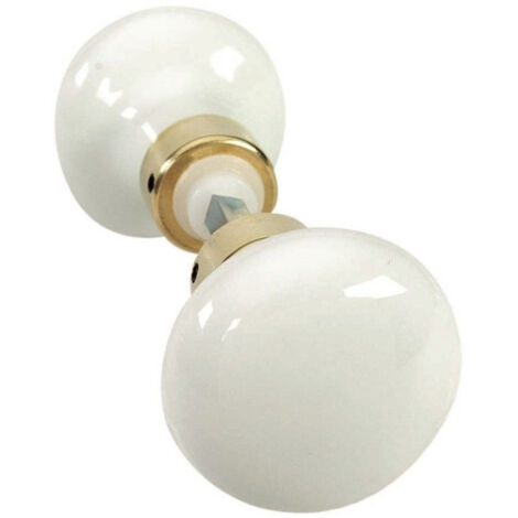 Bouton rond double porcelaine – Garniture en laiton – Pour portes intérieures – 6x90 mm – Merigous (1/5)