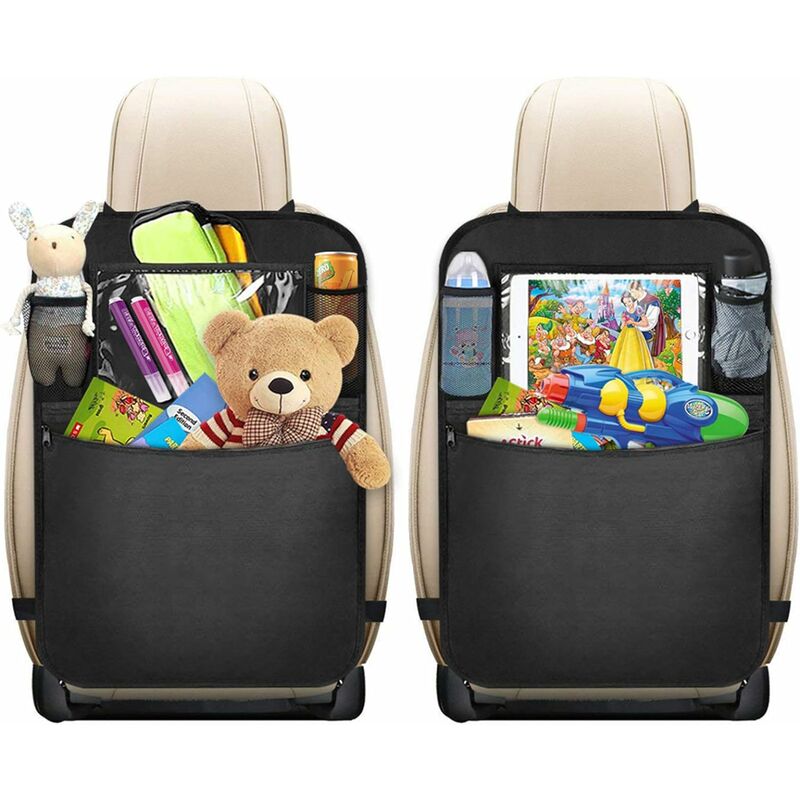 Relaxdays Organiseur de voiture, sac de siège, feutre, enfants, 8  compartiments, protection dossier, gris