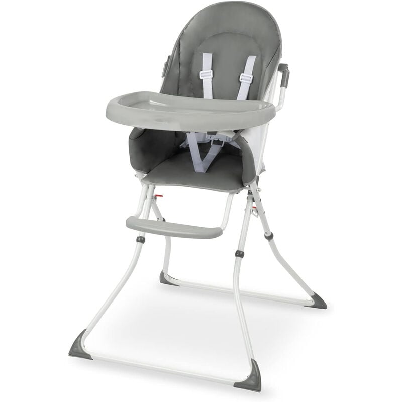 Chaise Haute Pliante Bébé avec Hauteur Réglable，Charge 15kg-6-36 Mois Gris